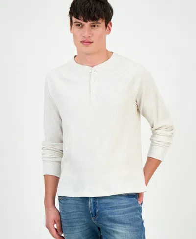 Sun + Stone Men's Thermal Waffle-knit Henley Shirt, Macy's Exclusive In White