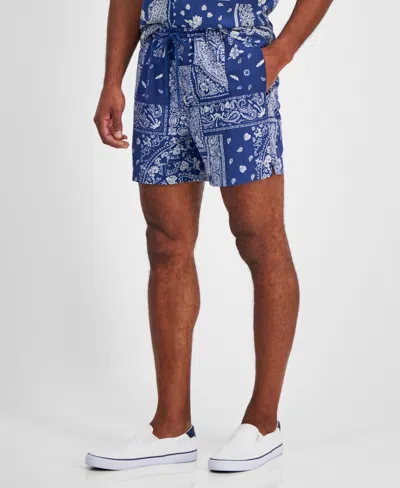 Sun + Stone Men's Tropical Bandana 5" Shorts, Created For Macy's In Twilight Navy