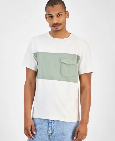 Sun + Stone Men's Utility Colorblocked T-shirt, Macy's Exclusive In White