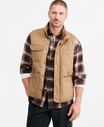 Sun + Stone Men's Vern Quilted Vest, Macy's Exclusive In Brown