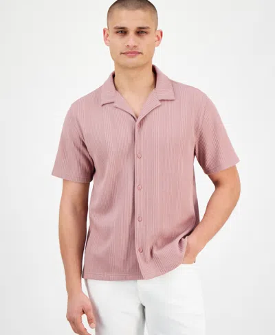 Sun + Stone Men's Waffle-knit Button-down Shirt, Exclusively At Macy's In Ethiopian