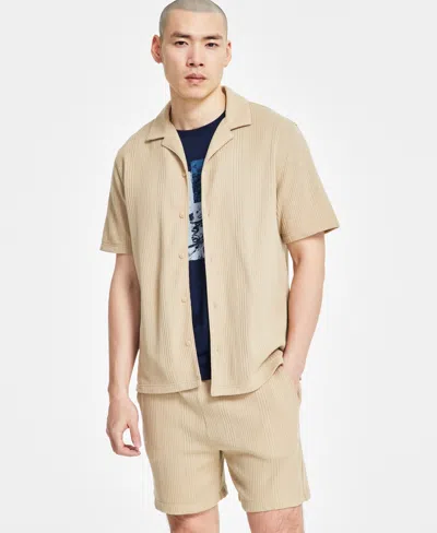 Sun + Stone Men's Waffle-knit Button-down Shirt, Exclusively At Macy's In Hammock