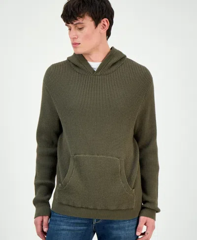 Sun + Stone Men's Waffle-knit Pullover Hoodie, Exclusively At Macy's In Green
