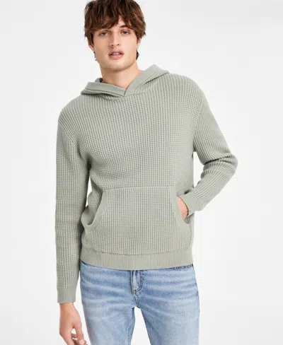 Sun + Stone Men's Waffle-knit Pullover Hoodie, Exclusively At Macy's In Vintage Sage