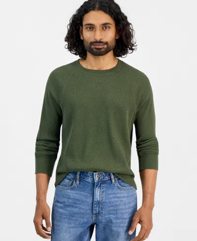 Sun + Stone Men's Waffle-knit Thermal Shirt, Macy's Exclusive In Green