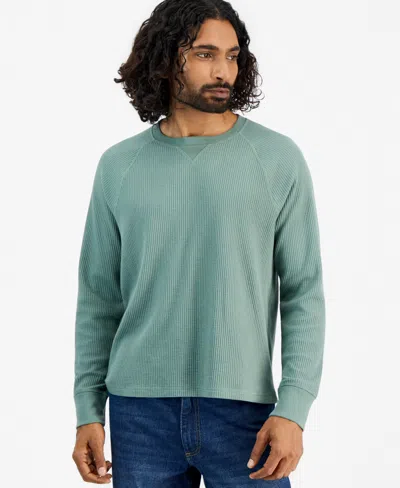 Sun + Stone Men's Waffle-knit Thermal Shirt, Macy's Exclusive In Green