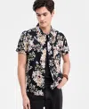 Sun + Stone Men's Wildflower Short-sleeve Button-up Shirt, Macy's Exclusive In Black