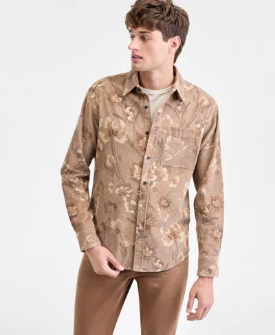Sun + Stone Men's Woods Long-sleeve Cotton Shirt, Macy's Exclusive In Brown