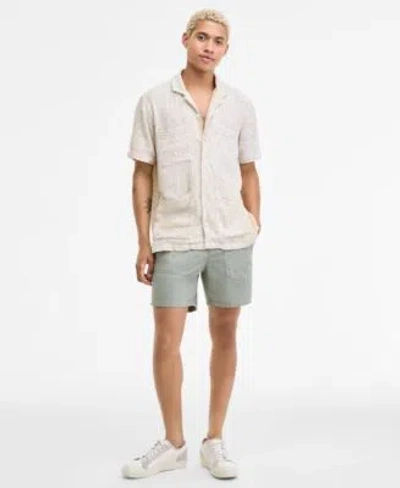 Sun + Stone Sun Stone Mens Camp Mays Regular Fit Printed Button Down Shirt Peter Regular Fit 6 Cotton Field Shor In White