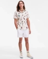 Sun + Stone Sun Stone Mens Chase Regular Fit 6 Linen Blend Shorts Orion Leaf Short Sleeve Button Up Shirt Macys In Multi