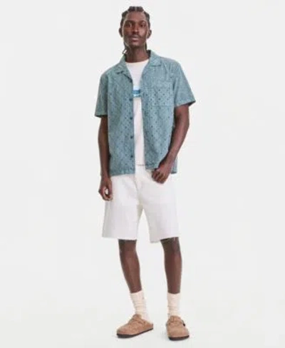 Sun + Stone Sun Stone Mens Cotton Eyelet Camp Shirt T Shirt Denim Shorts Macys Exclusive In Garment-dyed Blue Coast