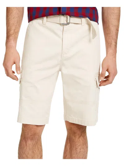 Sun + Stone Mens Cotton Mid Rise Cargo Shorts In Beige