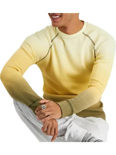 Sun + Stone Mens Crewneck Long Sleeve Thermal Shirt In Yellow
