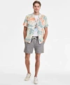 Sun + Stone Sun Stone Mens Cutler Leaf Print Camp Shirt Lava Flow Graphic T Shirt Chase 6 Linen Blend Shorts Exc In Multi