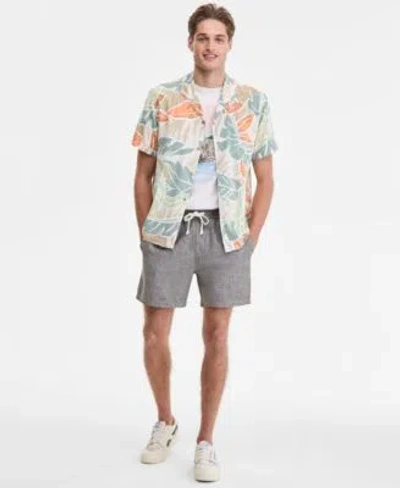 Sun + Stone Sun Stone Mens Cutler Leaf Print Camp Shirt Lava Flow Graphic T Shirt Chase 6 Linen Blend Shorts Exc In Gray