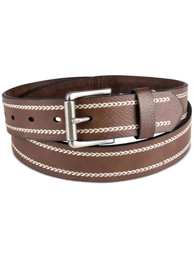 Sun + Stone Mens Faux Leather Buckle Casual Belt In Brown