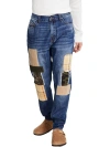 SUN + STONE MENS LOOSE FIT PATCHWORK TAPERED LEG JEANS