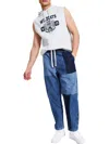 SUN + STONE MENS RELAXED FIT COLORBLOCKED STRAIGHT LEG JEANS
