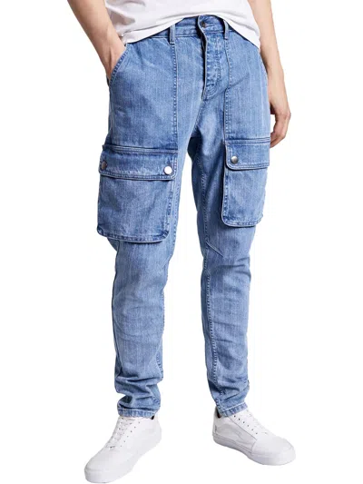 Sun + Stone Mens Relaxed Tapered Cargo Jeans In Blue