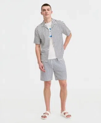Sun + Stone Sun Stone Mens Striped Camp Shirt T Shirt Shorts Macys Exclusive In Navy Neo Natura