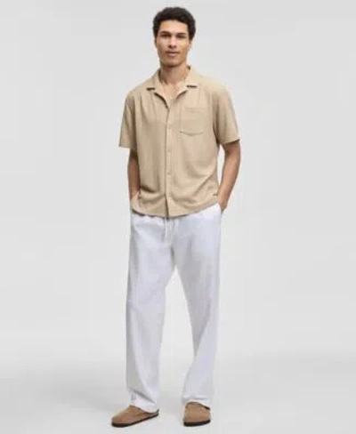 Sun + Stone Sun Stone Mens Textured Chevron Knit Camp Shirt Linen Blend Straight Leg Pants Created For Macys In White