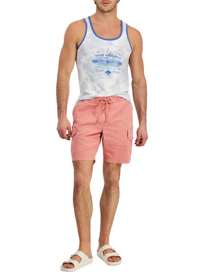 Sun + Stone Mens Utility Cotton Cargo Shorts In Pink