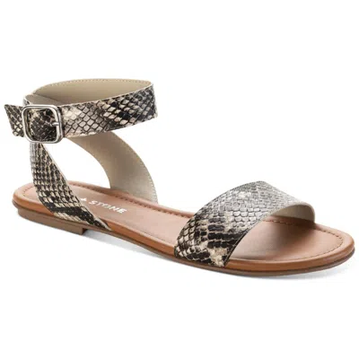 Sun + Stone Miiah Womens Faux Leather Ankle Buckle Flat Sandals In Multi