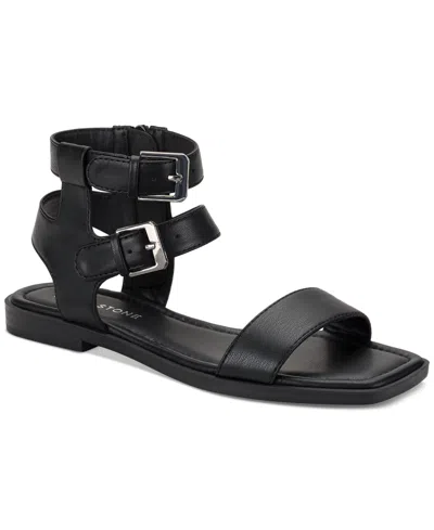 Sun + Stone Women's Monaaco Double Buckle Flat Sandals, Created For Macy's In Black