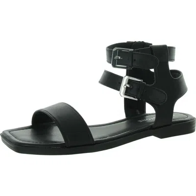 Sun + Stone Monaaco Womens Faux Leater Zipper Flatform Sandals In Black