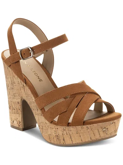 Sun + Stone Naomii Womens Faux Suede Strappy Heels In Brown