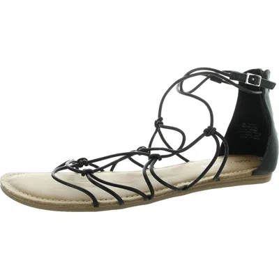 Sun + Stone Okena Womens Strappy Faux Leather Ankle Strap In Black
