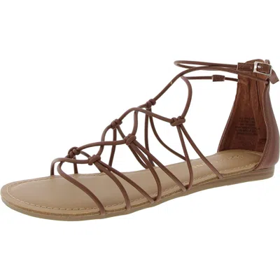 Sun + Stone Okenna Womens Laceless Faux Leather Strappy Sandals In Brown
