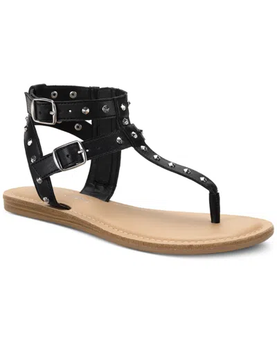 Sun + Stone Olindaa Studded Gladiator Sandals, Created For Macy's In Black
