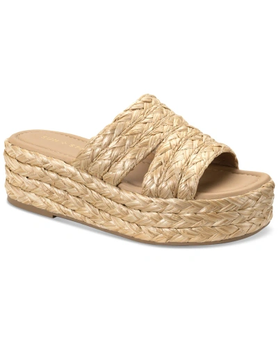 Sun + Stone Olinkaa Woven Slide Espadrille Wedge Sandals, Created For Macy's In Natural Raffia