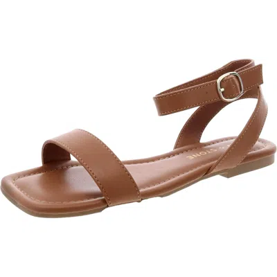Sun + Stone Sun Stone Quebecc Ankle-strap Flat Sandal Cognac Quebeccp Women's In Brown