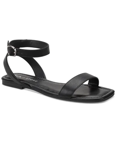 Sun + Stone Quebecc Ankle-strap Flat Sandals, Created For Macy's In Black
