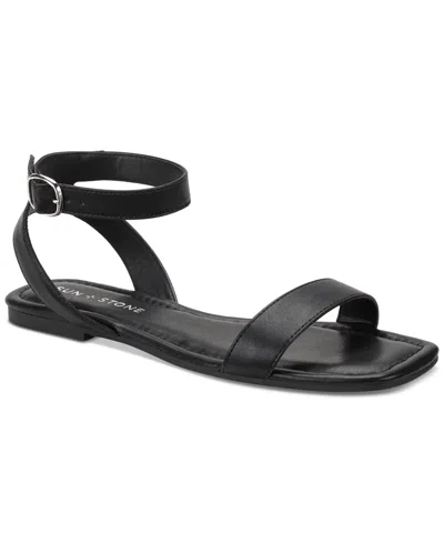 Sun + Stone Women's Quebecc Ankle Strap Flat Sandals, Created For Macy's In Black