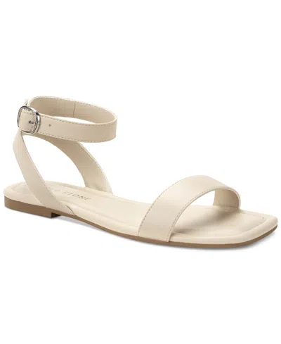 Sun + Stone Quebecc Ankle-strap Flat Sandals, Created For Macy's In Eggshell