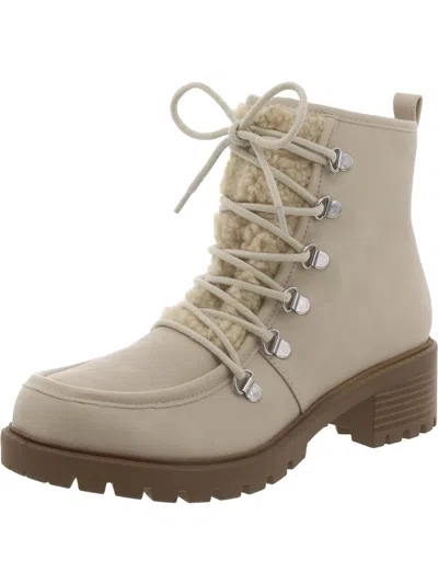 Sun + Stone Quiinn Womens Lace Up Round Toe Booties In White