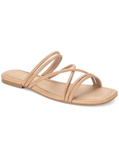Sun + Stone Quinley Womens Slip On Square Toe Strappy Sandals In Beige
