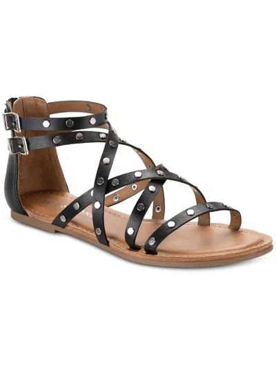 Sun + Stone Rachaell Womens Shining Studs Crisscross Gladiator Sandals In Black