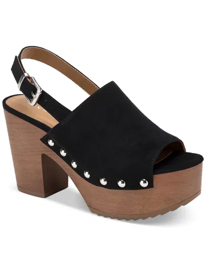 Sun + Stone Rayaell Womens Faux Suede Studded Platform Sandals In Black