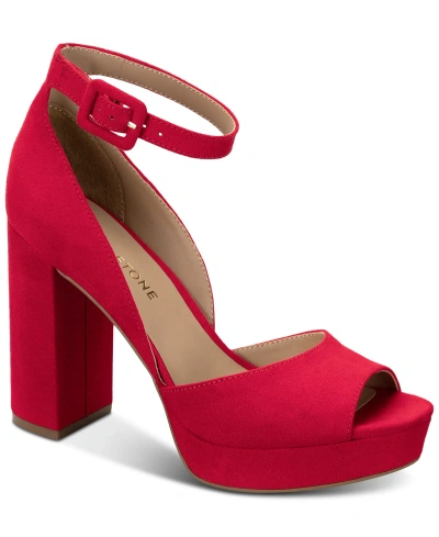 Sun + Stone Women's Reemaa Block-heel Platform Sandals, Created For Macy's In Red Micro