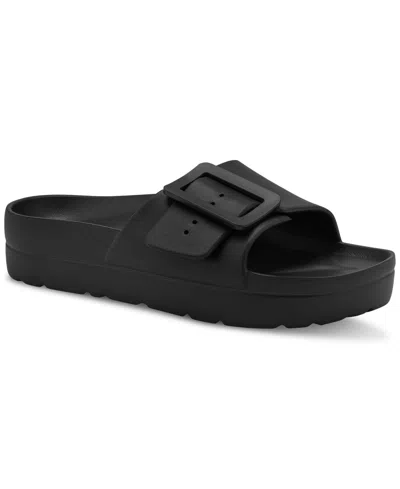 Sun + Stone Remeee Buckle Slide Sandals, Created For Macy's In Black