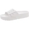 Sun + Stone Remeee Womens Buckle Manmade Pool Slides In White