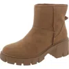 SUN + STONE RIYAA WOMENS FAUX LEATHER LUGGED SOLE ANKLE BOOTS