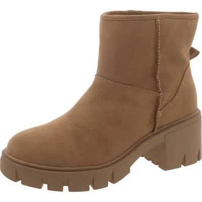 Sun + Stone Riyaa Womens Faux Leather Lugged Sole Ankle Boots In Pink