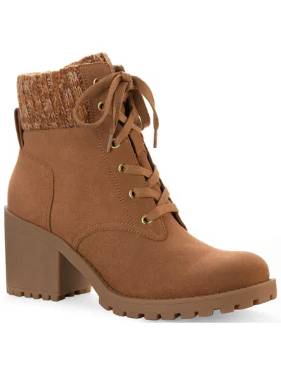 Sun + Stone Romina Womens Knit Combat & Lace-up Boots In Green