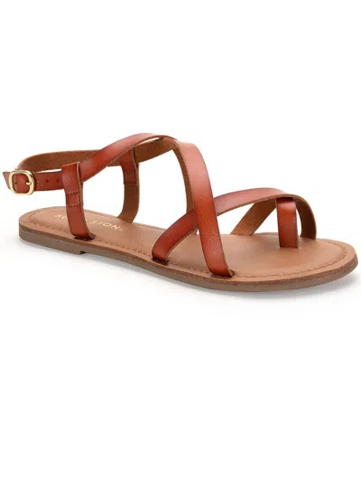 Sun + Stone Roxxie Womens Faux Leather Open Toe Strappy Sandals In Brown