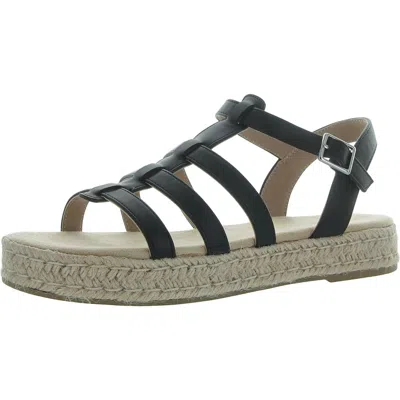 Sun + Stone Rykerr Womens Faux Leather Strappy Fisherman Sandals In Black
